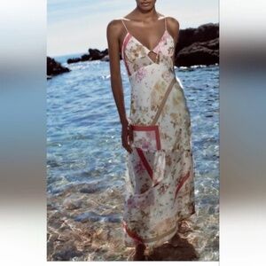 ZARA Semi-sheer Mixed Print Dress